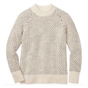 Duluth Trading Women's L Woolpaca Sweater in Oatmeal and Navy